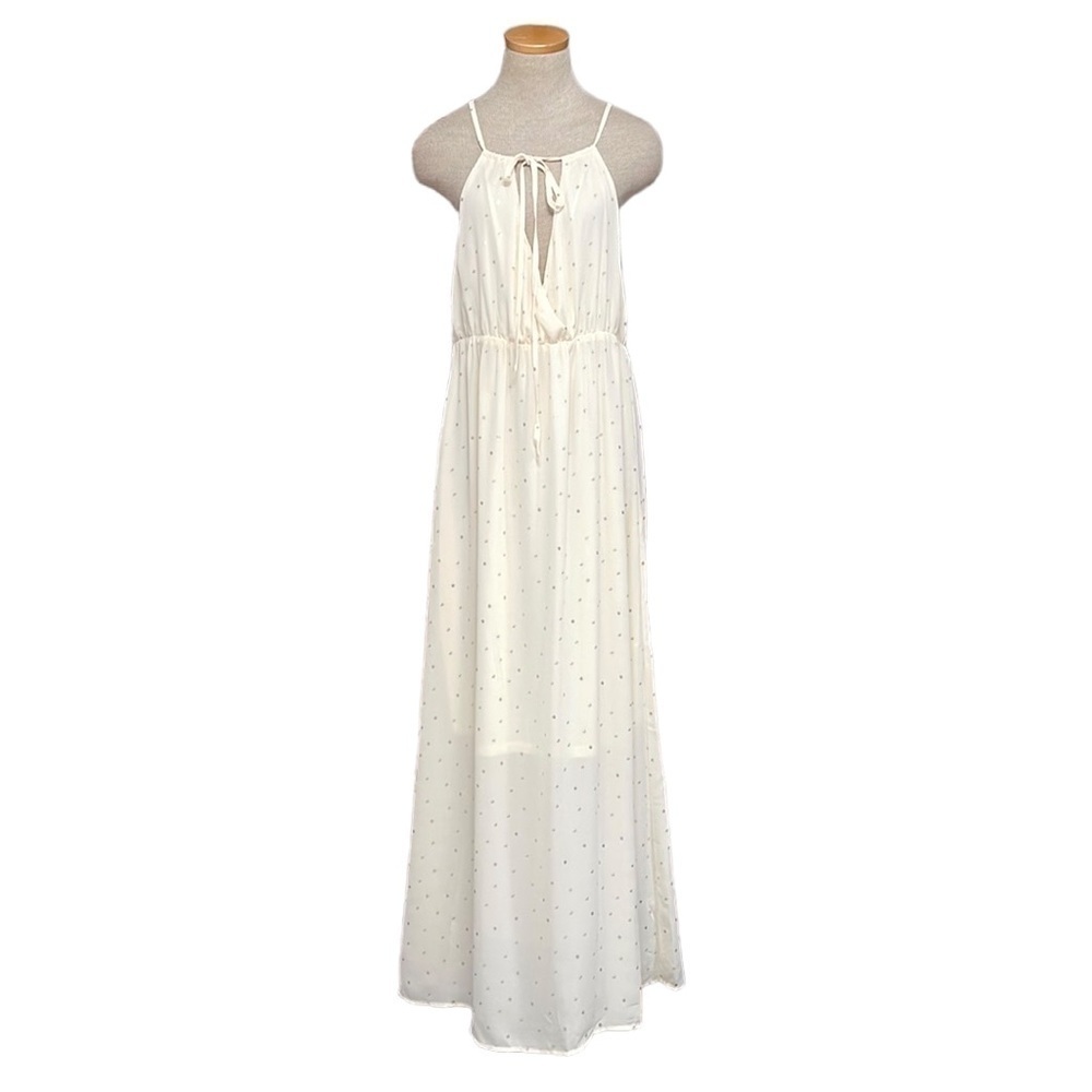 L Love Creamy Dreamy Halter Neckline Maxi Dress NWT Polka Dot Size Large L